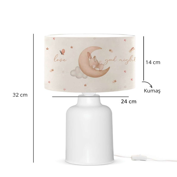 Opviq Lámpara de Mesa Crema con Cuerpo Metálico